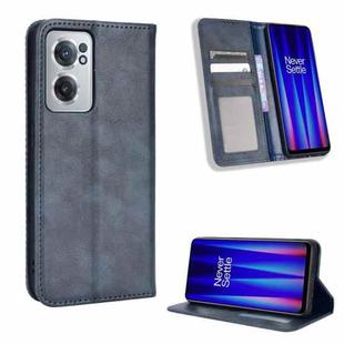 For OnePlus Nord CE 2 5G Magnetic Buckle Retro Texture Leather Phone Case(Blue)