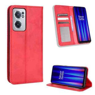 For OnePlus Nord CE 2 5G Magnetic Buckle Retro Texture Leather Phone Case(Red)