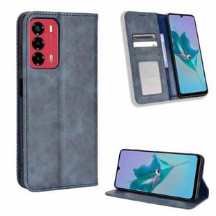 For ZTE Blade A72 / V40 Vita Magnetic Buckle Retro Texture Leather Phone Case(Blue)