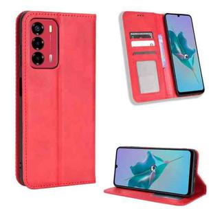 For ZTE Blade A72 / V40 Vita Magnetic Buckle Retro Texture Leather Phone Case(Red)