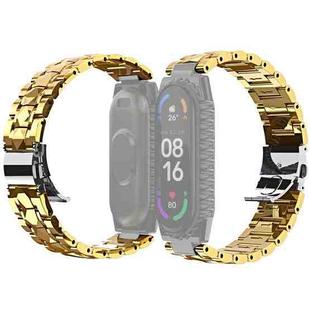 For Xiaomi Mi Band 4 / 3 Stainless Steel Watch Band(Gold)