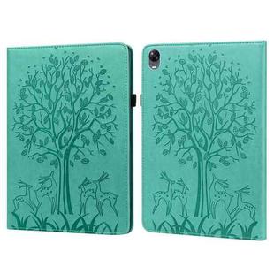 For OPPO Pad 11 inch Tree & Deer Pattern Pressed Printing Leather Tablet Case(Green)