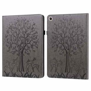 For Huawei MatePad T 10s 10.1 inch / T 10 9.7 inch Tree & Deer Pattern Pressed Printing Leather Tablet Case(Grey)