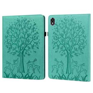 For Lenovo Legion Y700 Tree & Deer Pattern Pressed Printing Leather Tablet Case(Green)