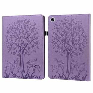 For Samsung Galaxy Tab A8 10.5 2021 SM-X200 / SM-X205 Tree & Deer Pattern Pressed Printing Leather Tablet Case(Purple)