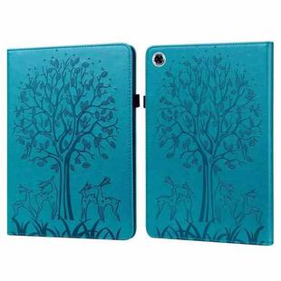 For Samsung Galaxy Tab A8 10.5 2021 SM-X200 / SM-X205 Tree & Deer Pattern Pressed Printing Leather Tablet Case(Blue)