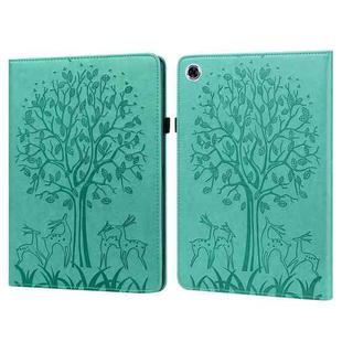 For Samsung Galaxy Tab A8 10.5 2021 SM-X200 / SM-X205 Tree & Deer Pattern Pressed Printing Leather Tablet Case(Green)