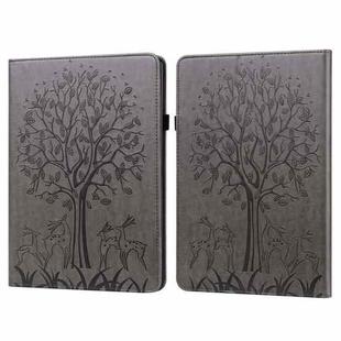 For Amazon Kindle Paperwhite 5 2021 Tree & Deer Pattern Pressed Printing Leather Tablet Case with Sleep / Wake-up(Grey)