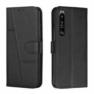 For Sony Xperia 1 III Stitching Calf Texture Buckle Leather Phone Case(Black)