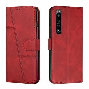 For Sony Xperia 1 III Stitching Calf Texture Buckle Leather Phone Case(Red)
