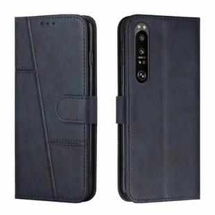 For Sony Xperia 1 III Stitching Calf Texture Buckle Leather Phone Case(Blue)