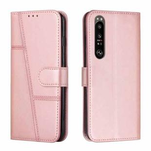 For Sony Xperia 1 III Stitching Calf Texture Buckle Leather Phone Case(Pink)
