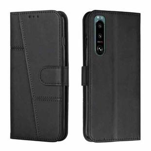 For Sony Xperia 5 III Stitching Calf Texture Buckle Leather Phone Case(Black)