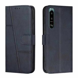 For Sony Xperia 5 III Stitching Calf Texture Buckle Leather Phone Case(Blue)