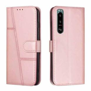 For Sony Xperia 5 III Stitching Calf Texture Buckle Leather Phone Case(Pink)