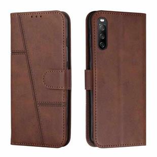 For Sony Xperia 10 III / 10 III  Lite Stitching Calf Texture Buckle Leather Phone Case(Brown)