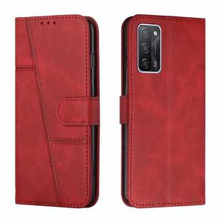 For OPPO A16/A16S/A54S/A55 5G/A53S 5G Stitching Calf Texture Buckle Leather Phone Case(Red)