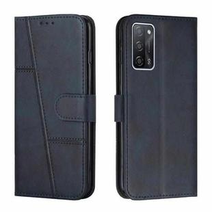 For OPPO A16/A16S/A54S/A55 5G/A53S 5G Stitching Calf Texture Buckle Leather Phone Case(Blue)