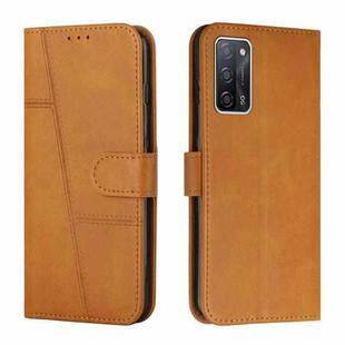 For OPPO A16/A16S/A54S/A55 5G/A53S 5G Stitching Calf Texture Buckle Leather Phone Case(Yellow)