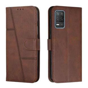 For OPPO Realme 8 5G/Realme V13 5G/Narzo 30 5G Stitching Calf Texture Buckle Leather Phone Case(Brown)