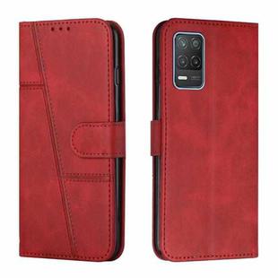 For OPPO Realme 8 5G/Realme V13 5G/Narzo 30 5G Stitching Calf Texture Buckle Leather Phone Case(Red)