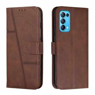 For OPPO Reno5 5G&4G / Find X3 Lite Stitching Calf Texture Buckle Leather Phone Case(Brown)