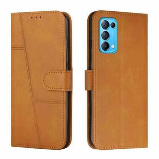 For OPPO Reno5 5G&4G / Find X3 Lite Stitching Calf Texture Buckle Leather Phone Case(Yellow)