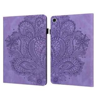 For Samsung Galaxy Tab A7 Lite Peacock Embossed Pattern Leather Tablet Case(Purple)