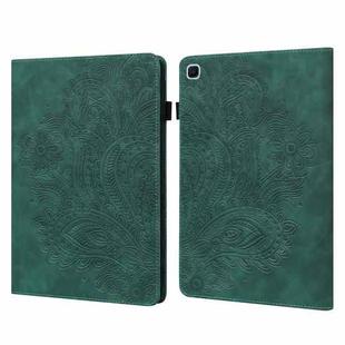 For Samsung Galaxy Tab A7 Lite Peacock Embossed Pattern Leather Tablet Case(Green)