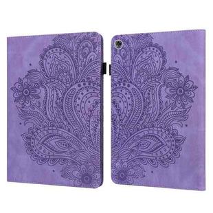 For Huawei MediaPad M5 Lite 10 Peacock Embossed Pattern TPU + PU Leather Tablet Case(Purple)