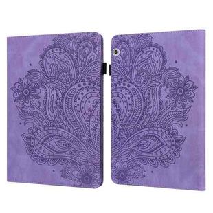 For Huawei MediaPad T3 10 Peacock Embossed Pattern TPU + PU Leather Tablet Case(Purple)