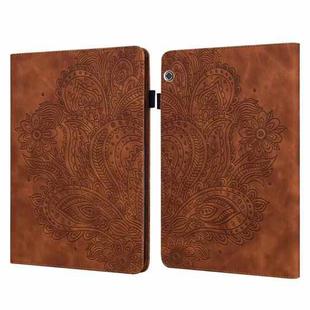 For Huawei MediaPad T5 10 Peacock Embossed Pattern TPU + PU Leather Tablet Case(Brown)