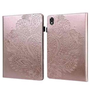For Lenovo Legion Y700 Peacock Embossed Pattern TPU + PU Leather Tablet Case(Rose Gold)