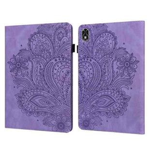For Lenovo Legion Y700 Peacock Embossed Pattern TPU + PU Leather Tablet Case(Purple)