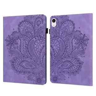 For iPad mini 6 Peacock Embossed Pattern TPU + PU Leather Tablet Case(Purple)