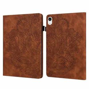 For iPad mini 6 Peacock Embossed Pattern TPU + PU Leather Tablet Case(Brown)