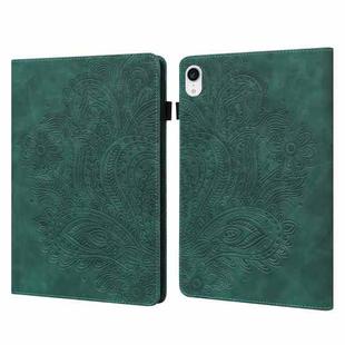 For iPad mini 6 Peacock Embossed Pattern TPU + PU Leather Tablet Case(Green)