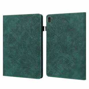 For Lenovo Tab E10 TB-X104F Peacock Embossed Pattern TPU + PU Leather Tablet Case(Green)