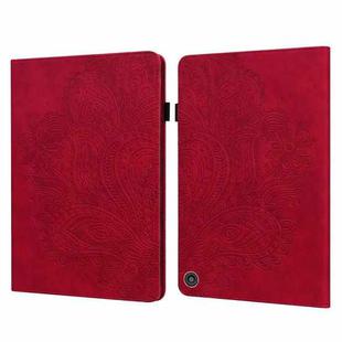 For Amazon Fire HD 8 2020 / HD 8 Plus 2020 Peacock Embossed Pattern Leather Tablet Case with Sleep / Wake-up Function(Red)