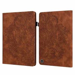For Amazon Fire HD 8 2020 / HD 8 Plus 2020 Peacock Embossed Pattern Leather Tablet Case with Sleep / Wake-up Function(Brown)