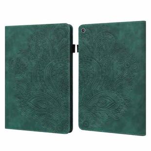 For Amazon Fire HD 8 2017 Peacock Embossed Pattern Leather Tablet Case(Green)