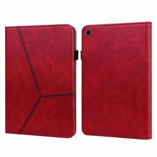 For OPPO Pad Solid Color Embossed Striped Leather Case(Red)