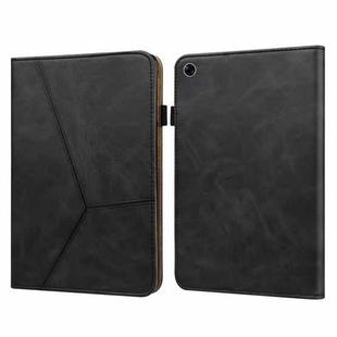 For OPPO Pad Solid Color Embossed Striped Leather Case(Black)