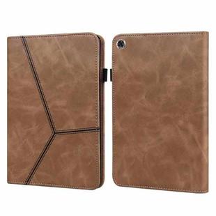 For OPPO Realme Pad Solid Color Embossed Striped Leather Case(Brown)