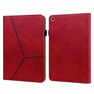For Huawei MediaPad M5 Lite 10.1 Solid Color Embossed Striped Leather Case(Red)
