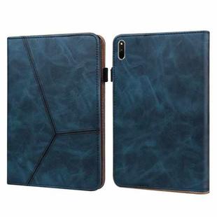 For Huawei MatePad 10.8 (2021) Solid Color Embossed Striped Leather Case(Blue)