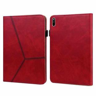 For Huawei MatePad 10.8 (2021) Solid Color Embossed Striped Leather Case(Red)