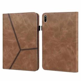 For Huawei MatePad 11 (2021) Solid Color Embossed Striped Leather Case(Brown)
