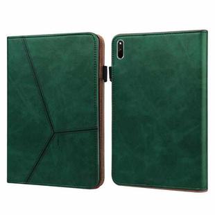 For Huawei MatePad 11 (2021) Solid Color Embossed Striped Leather Case(Green)