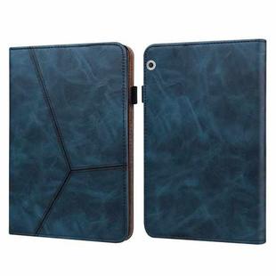 For Huawei MediaPad T3 10 Solid Color Embossed Striped Leather Case(Blue)